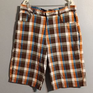 North 15 men's multi color plaid shorts size 38